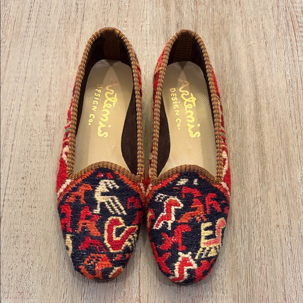Artemis Design Co. Red and Black Patterned Loafers